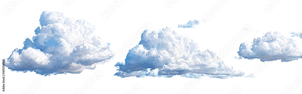 Wispy, fluffy clouds against a black background.  Distinct outlines and light gray/white colors