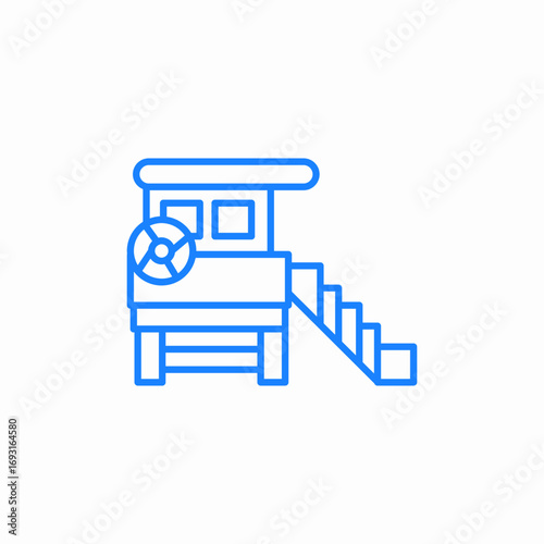 lifeguard house stairs icon sign vector
