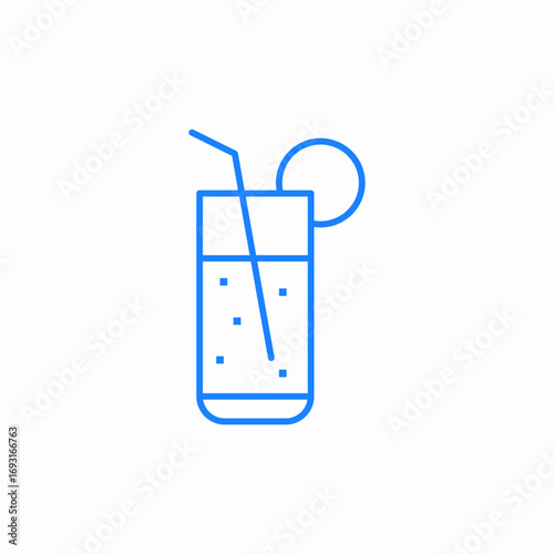 tall glass straw icon sign vector