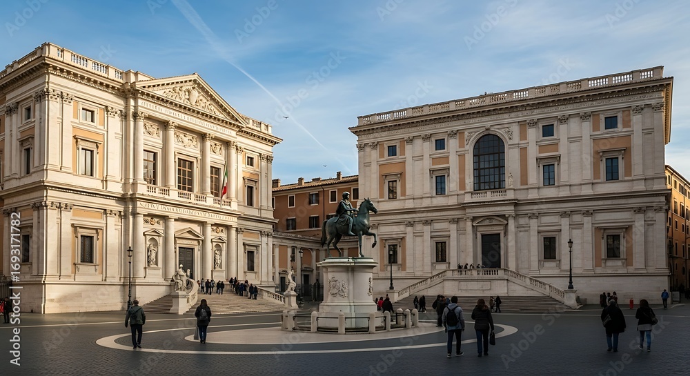 Obraz premium Piazza del Campidoglio with Marcus Aurelius statue in Rome.