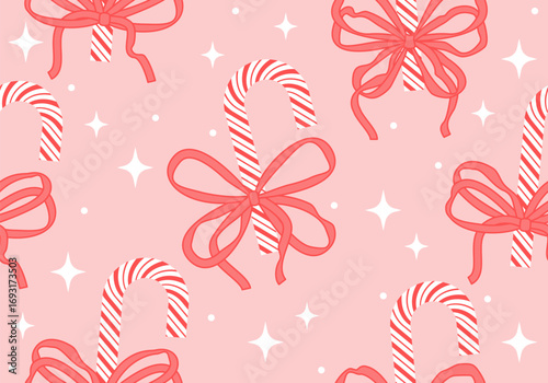 Candy Cane Pattern. Christmas seamless pattern with candies