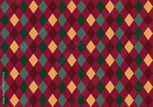 Seamless Pattern for holidays. Red and green Christmas seamless pattern rhombus background. Abstract simple geometric texture