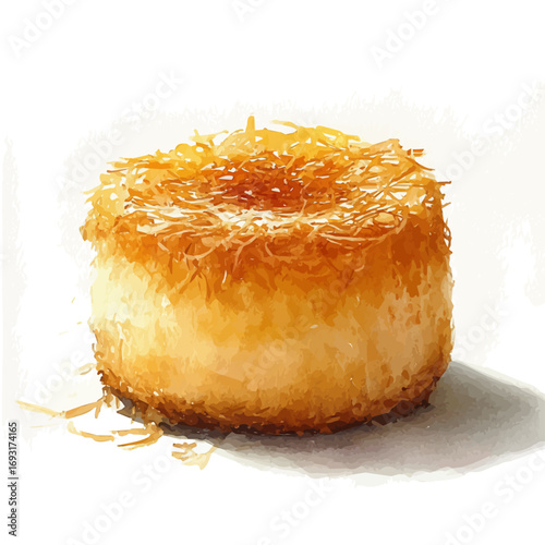 Kunafa, watercolor vector, isolated on a white background.