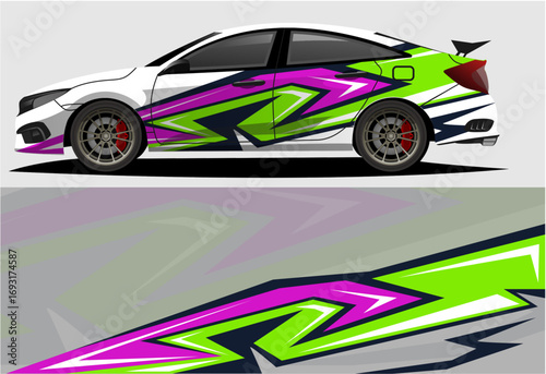 Sport car racing wrap design. vector design c2.eps