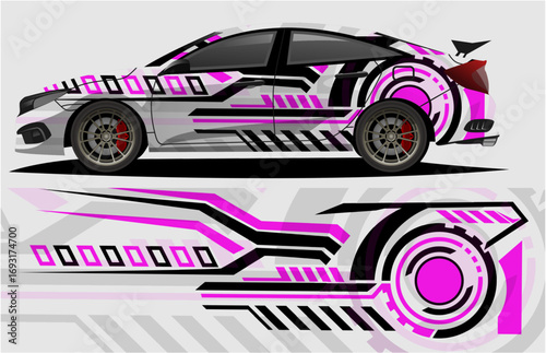 Sport car racing wrap design. vector design c3.eps