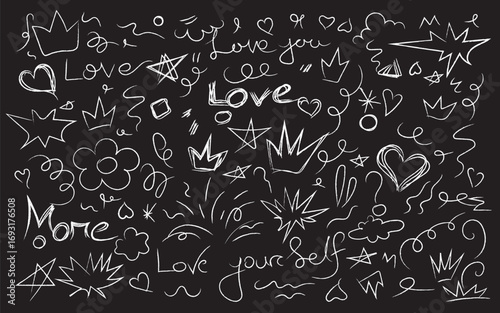 Chalkboard with love doodles pattern art