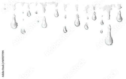 Dripping white blobs, various sizes
