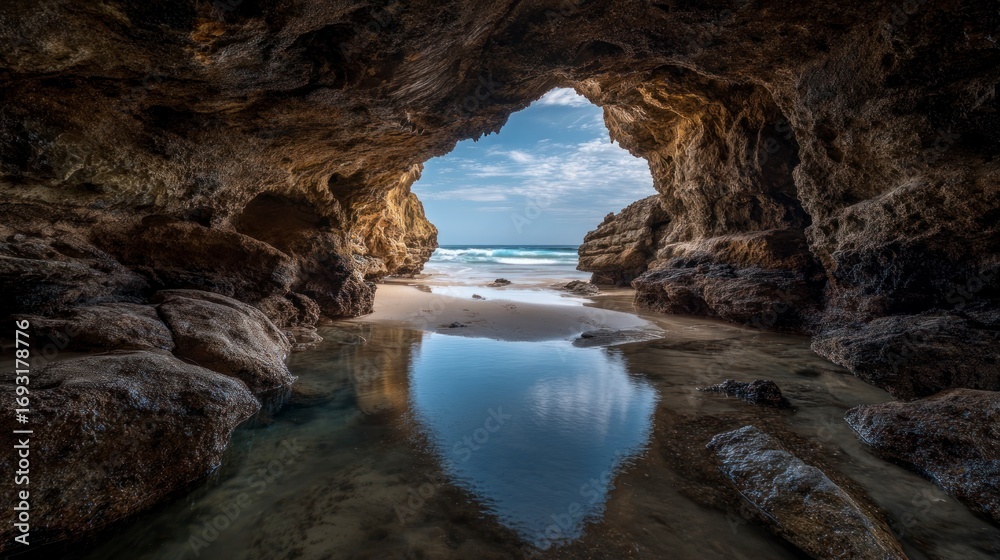 Fototapeta premium Cave opening beach scene