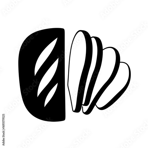 Winter male clothing icons vector art of sliced loaf of bread, perfect for sandwiches and toast vector