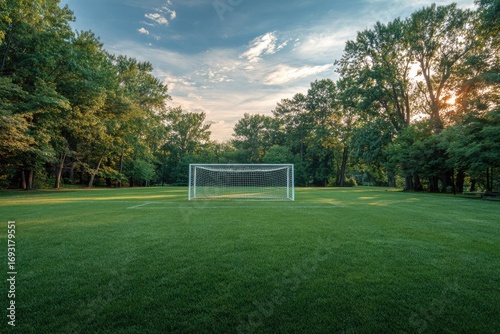 Wallpaper Mural Soccer goal in a park at sunset Torontodigital.ca