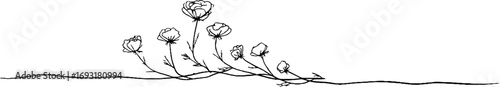 Minimalist floral line art border for elegant wedding designs