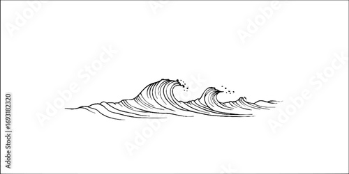 Minimalist line art of ocean waves design for aesthetic and bohemian decor