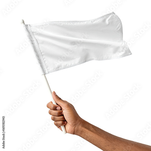 Hand holding a blank white flag (3)