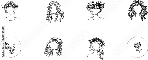 Minimalist line art collection featuring warrior and sage themes for bohemian design projects