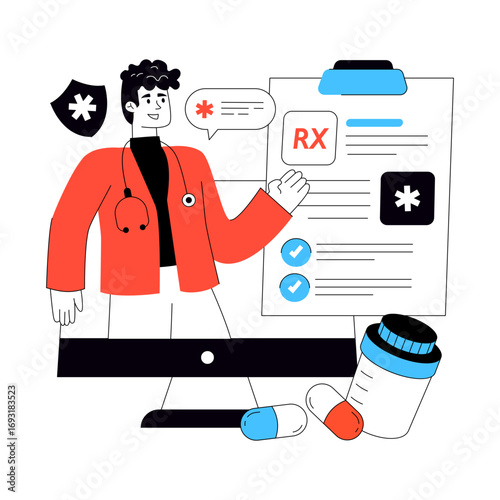 Trendy design illustration of online prescription