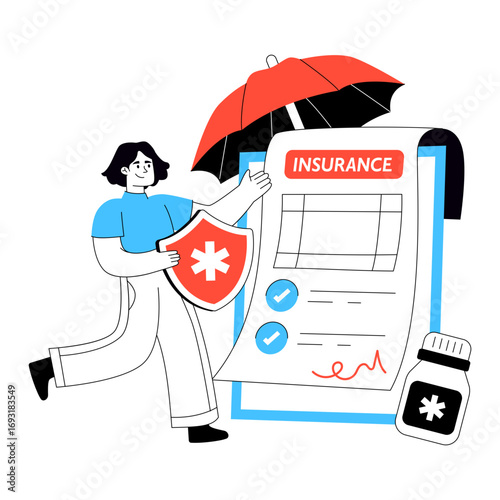 Trendy design illustration of medical insurance paper