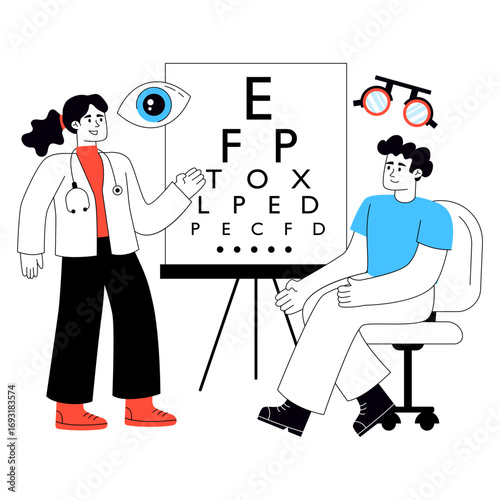 Modern design illustration of eye test