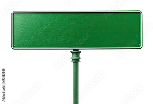 Empty green street sign on a dark background