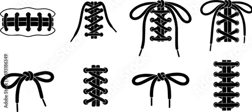 Football laces silhouette set of 8