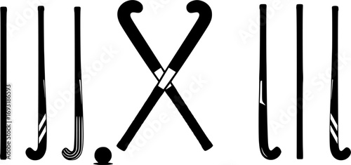 Field hockey stick silhouettes, Field hockey sticks and ball silhouettes, Crossed field hockey sticks vector, Field hockey silhouettes, Field hockey vector illustration