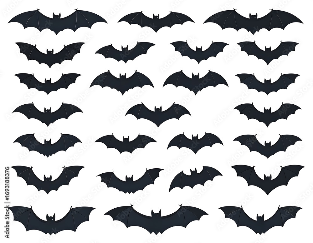 Fototapeta premium Many black bats on white background