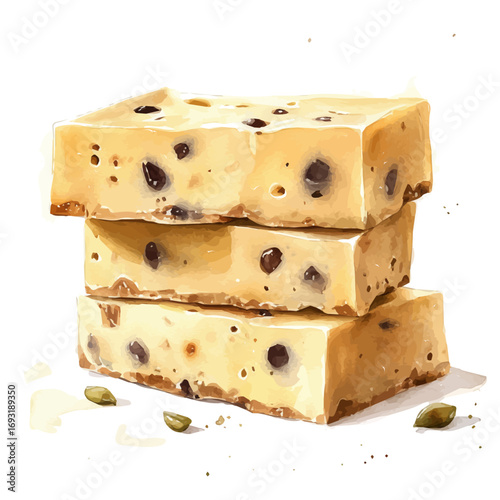 watercolor of Halva, vector, isolated on a white background.