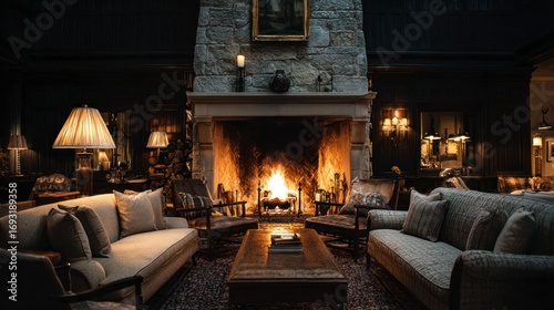 Cozy fireplace living room