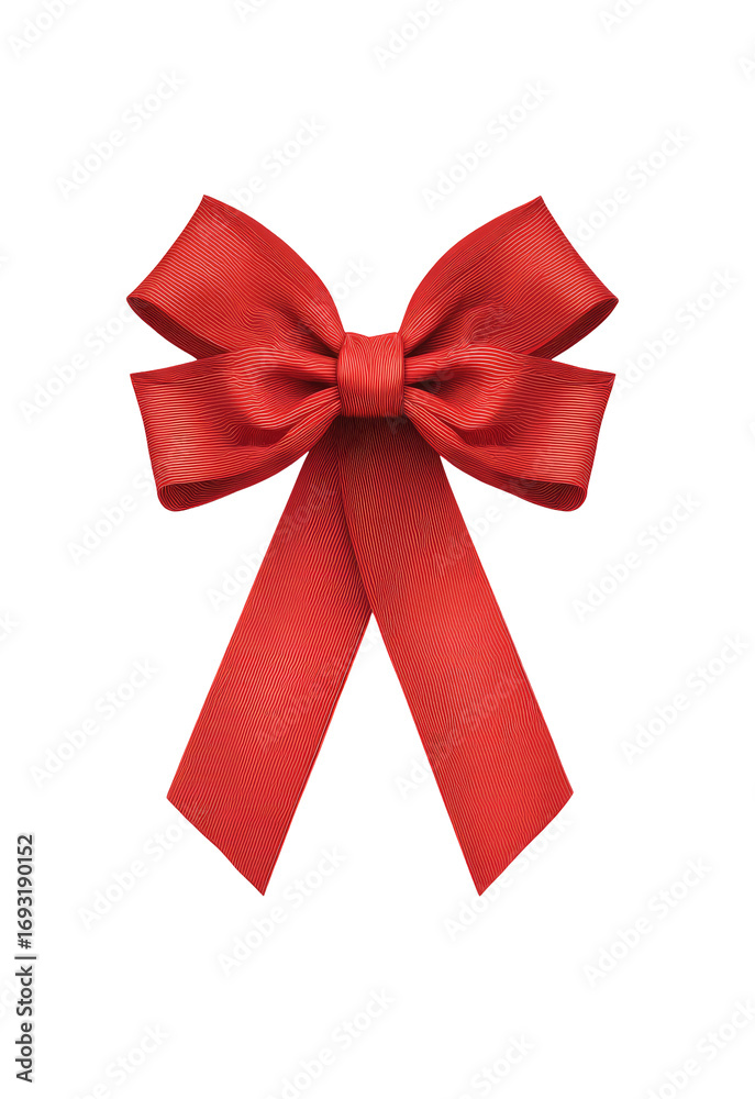 Fototapeta premium Red satin ribbon bow, digitally rendered