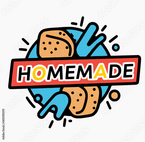 A hand-drawn logo for a "homemade" food business,