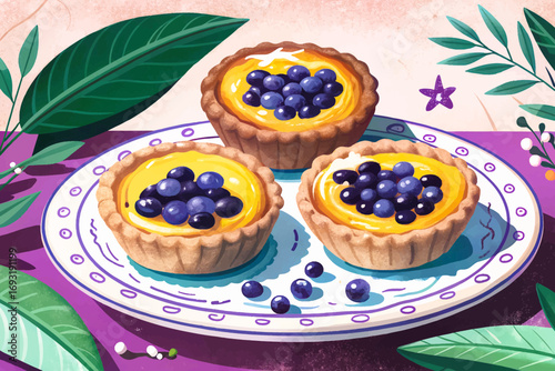 Portuguese pastel de feijão, bean tart pastry dessert with sugar, traditional Algarve sweet delicacy, cultural food
