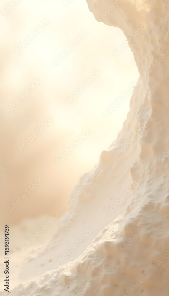 Obraz premium Ethereal Ice Cave: The serene light filters into an abstract icy cavern, casting shadows and highlighting the details of the cold form. Capturing the raw beauty of the frozen terrain.