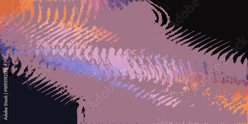 Abstract wavy design with purple orange and black color palette creating a dynamic and textured effect created with generated ai