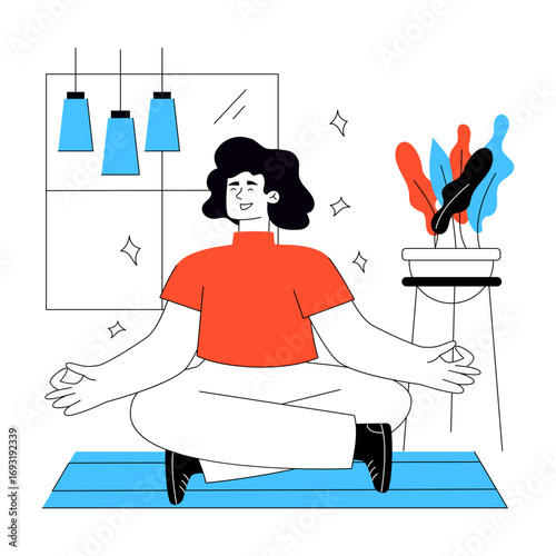 A unique design illustration of doing yoga