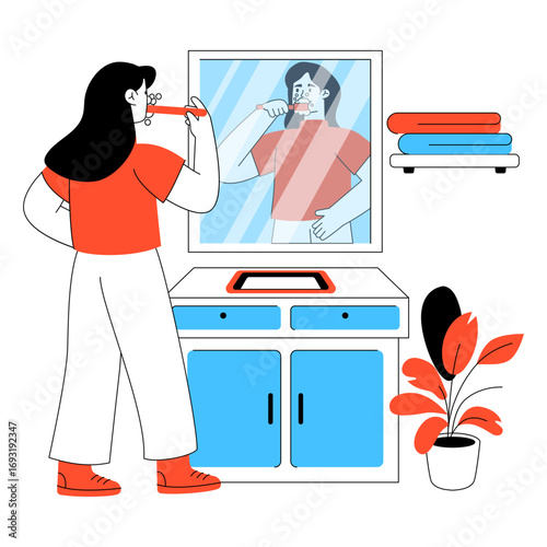 Premium download illustration of brushing teeth