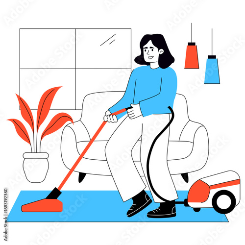 Premium download illustration of vacuum cleaning
