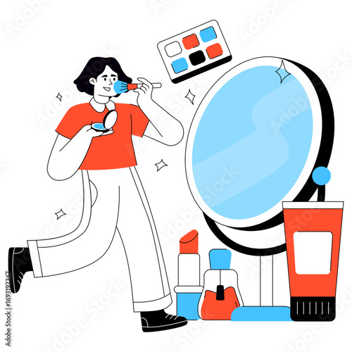 Premium download illustration of doing makeup
