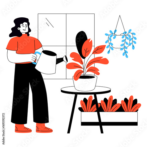 An illustration design of watering plant