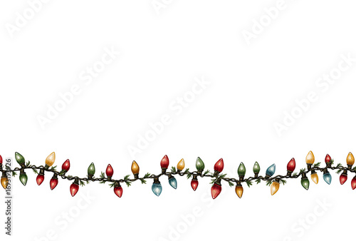 Christmas lights garland, horizontal, simple, festive