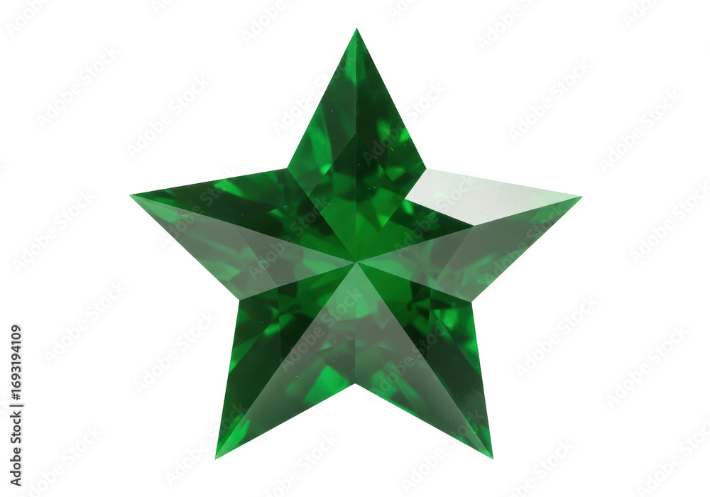 Obraz premium Isolated Green Star Gemstone, Decorative Element, Elegant, Shining, Precious Jewel