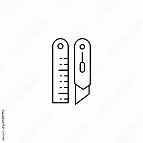 box cutter lenght icon sign vector
