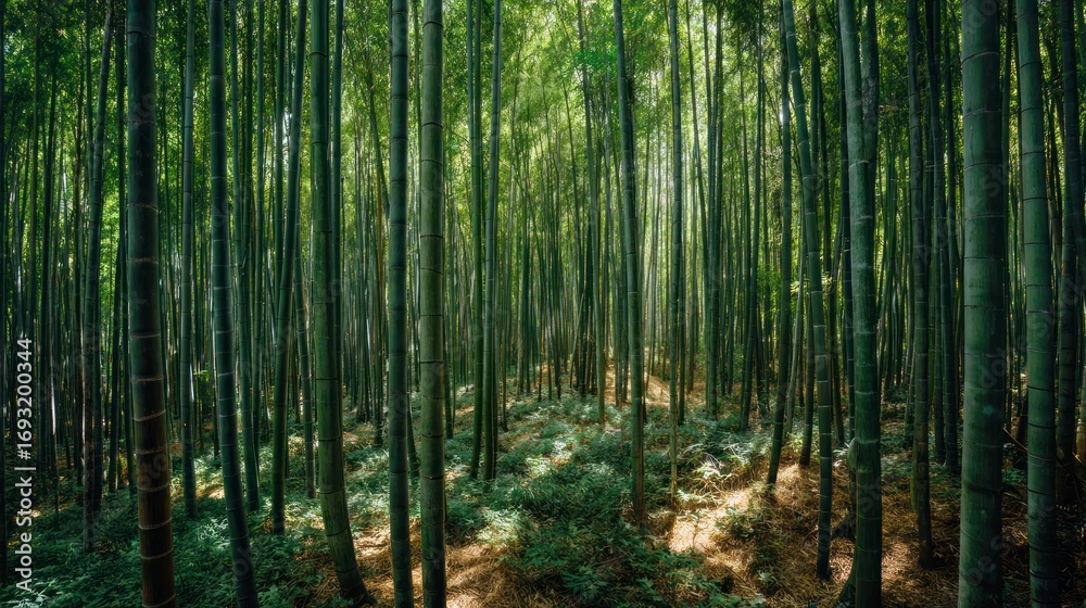 Obraz premium Dense bamboo forest sunlight