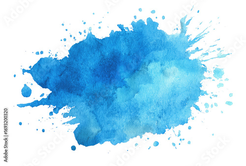 Abstract watercolor splatter, vibrant blue