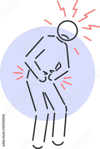Icon representing a person with severe abdominal pain and extreme physical discomfort