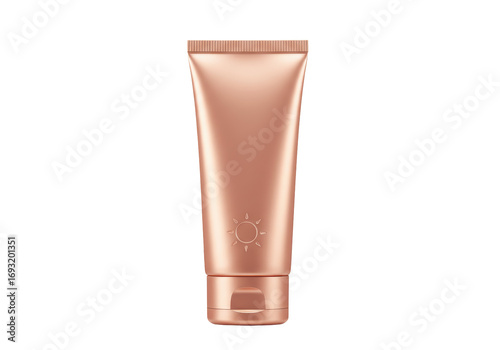 Konstfotografi Isolated bronze sunscreen tube, skincare product for sun protection, cosmetics f