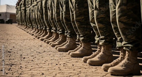 Soldiers Standing in Formation Outdoors.