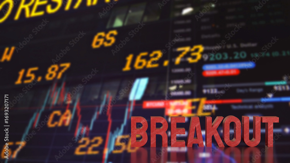 Obraz premium The Breakout Text on Business Background 3d rendering.