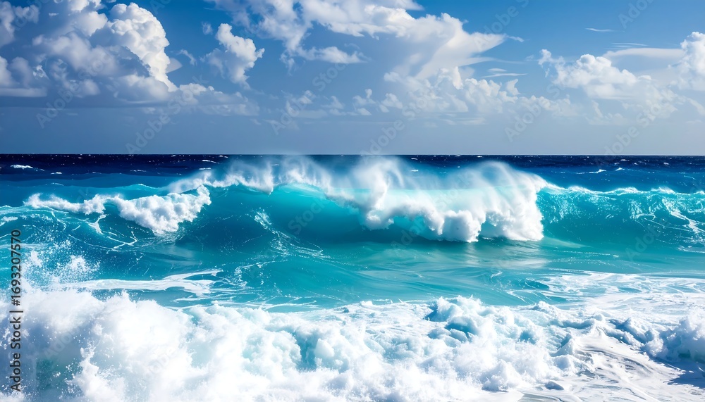 Fototapeta premium Ocean Waves Crashing on Shore (1)