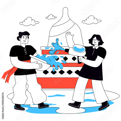 Modern design illustration of songkran festival