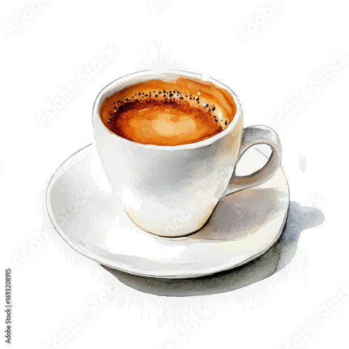 watercolor vector of Coffee, isolated on a white background.