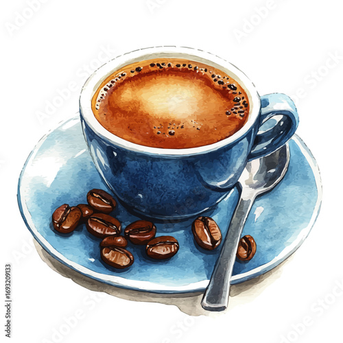 Coffee, watercolor clipart vector, isolated on a white background.